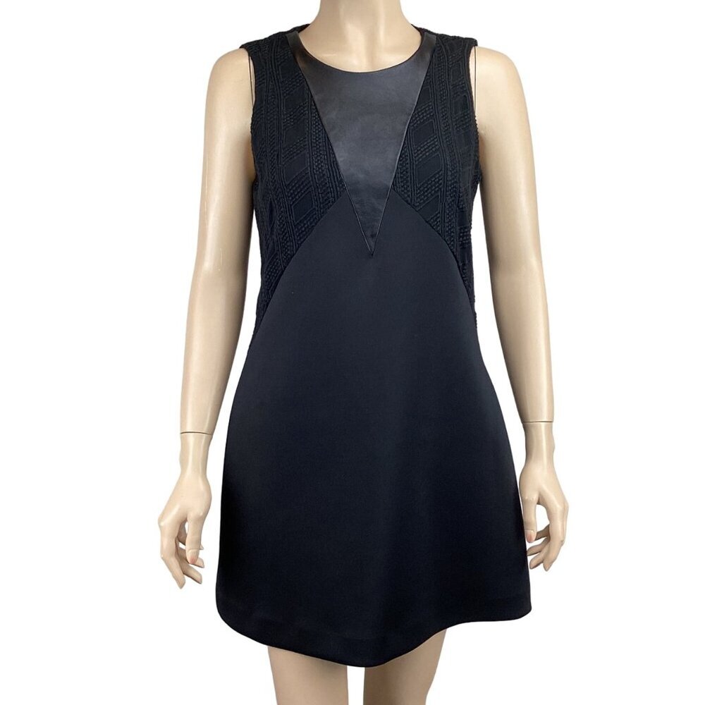 Hunter Bell Lace & Leather Sheath Dress SIze‎ 4 Black Cocktail Party